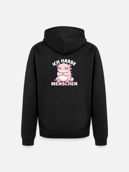 Axolotl rose pour les fans d’animaux - Veste à capuche bio Premium Unisexe - noir