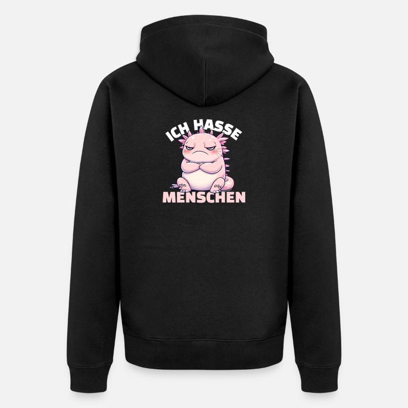 Axolotl rose pour les fans d’animaux - Veste à capuche bio Premium Unisexe - noir