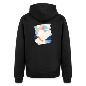 Surfer - Unisex Premium Bio Zip Hoodie - Schwarz - Hinten - Nico (187cm)