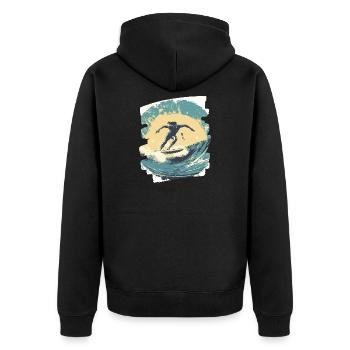 Surfer - Unisex Premium Bio Zip Hoodie - Schwarz - Hinten - Nico (187cm)
