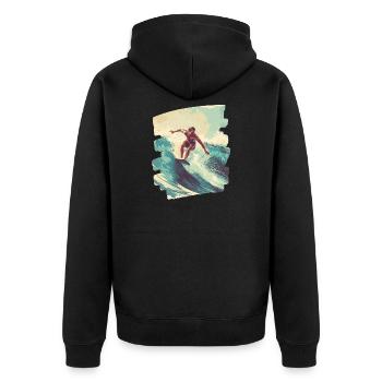 Surfer - Unisex Premium Bio Zip Hoodie - Schwarz - Hinten - Nico (187cm)