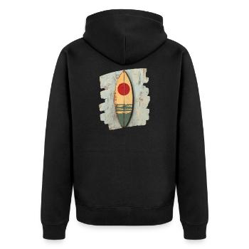 Surfbrett - Unisex Premium Bio Zip Hoodie - Schwarz - Hinten - Nico (187cm)