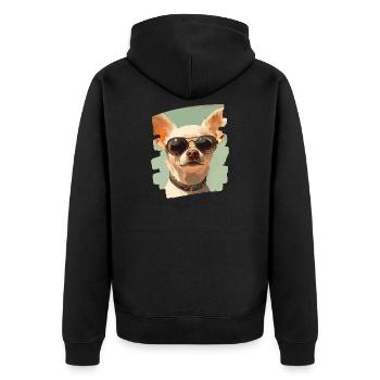 Chihuahua - Unisex Premium Bio Zip Hoodie - Schwarz - Hinten - Nico (187cm)
