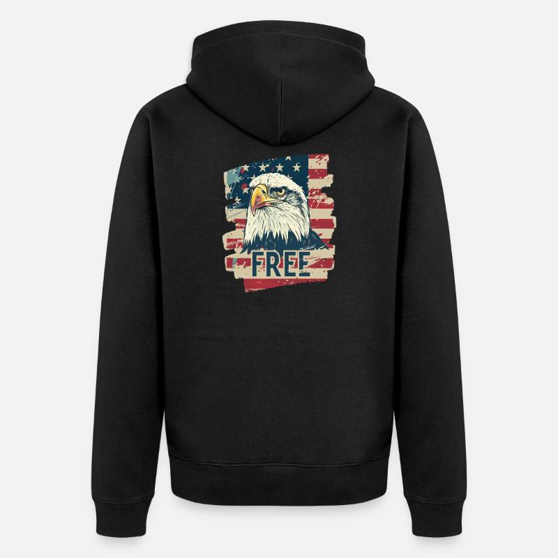 Drapeau américain avec aigle - Veste à capuche bio Premium Unisexe - noir