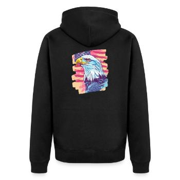 Drapeau américain avec aigle - Veste à capuche bio Premium Unisexe - noir - Dos - Nico (187cm)