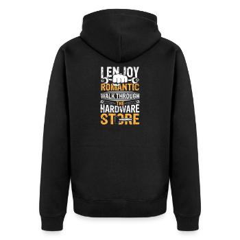 Romantic walk through hardware store - Unisex Premium Bio Zip Hoodie - Schwarz - Hinten - Nico (187cm)
