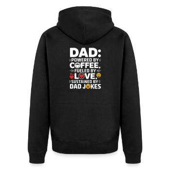Funny Dad Coffee Lover Gift - Jokes Typography Art - Veste à capuche bio Premium Unisexe - noir - Dos - Nico (187cm)