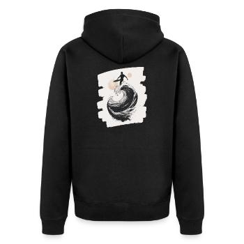 Surfer - Unisex Premium Bio Zip Hoodie - Schwarz - Hinten - Nico (187cm)