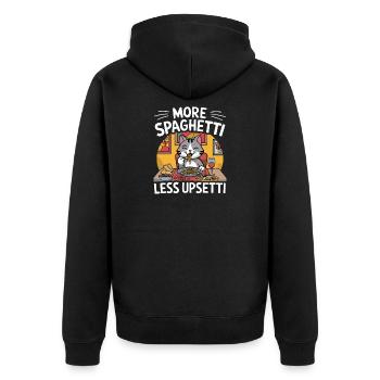 More Spaghetti Less Upsetti Funny Cat Saying Quote - Unisex Premium Organic Zip Hoodie - black - Back - Nico (187cm)