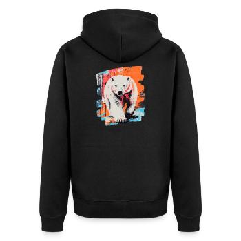 Eisbär Graffiti Sprayer - Unisex Premium Bio Zip Hoodie - Schwarz - Hinten - Nico (187cm)