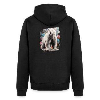 Eisbär Graffiti Sprayer - Unisex Premium Bio Zip Hoodie - Schwarz - Hinten - Nico (187cm)