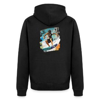 Surfergirl,Surfer,Surfeur Design,Chemise de surf,Wellenr - Veste à capuche bio Premium Unisexe - noir - Dos - Nico (187cm)