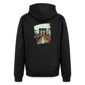 Brooklyn Bridge - Unisex Premium Organic Zip Hoodie - black - Back - Nico (187cm)