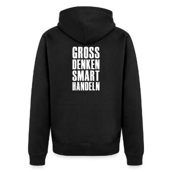 Think big, act smart - Unternehmer Startup - Unisex Premium Organic Zip Hoodie - black - Back - Nico (187cm)