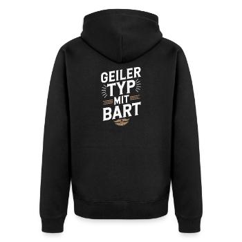 guy with beard beard barber full beard - Unisex Premium Organic Zip Hoodie - black - Back - Nico (187cm)