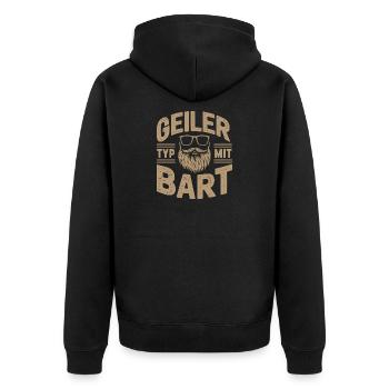 guy with beard beard barber full beard - Unisex Premium Organic Zip Hoodie - black - Back - Nico (187cm)