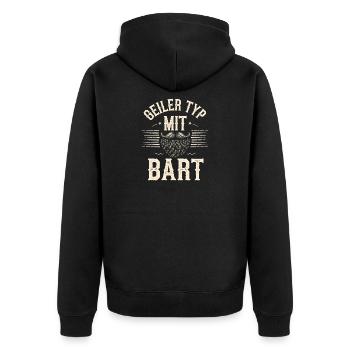 guy with beard beard barber full beard - Unisex Premium Organic Zip Hoodie - black - Back - Nico (187cm)