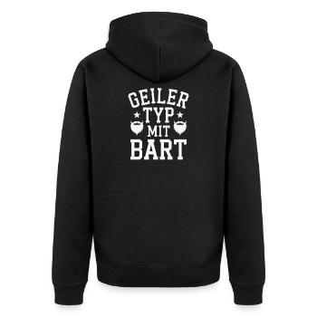 guy with beard beard barber full beard - Unisex Premium Organic Zip Hoodie - black - Back - Nico (187cm)