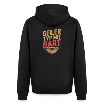 guy with beard beard barber full beard - Unisex Premium Organic Zip Hoodie - black - Back - Nico (187cm)
