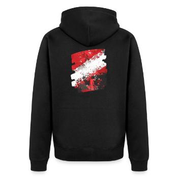 Austria Flag Austria - Unisex Premium Organic Zip Hoodie - black - Back - Nico (187cm)