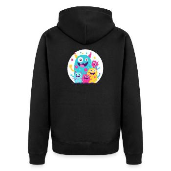 süsses und lustiges knuddel-kuschel monster kinder - Unisex Premium Bio Zip Hoodie - Schwarz - Hinten - Nico (187cm)