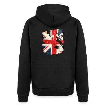 Great Britain Flag England Union Jack - Unisex Premium Organic Zip Hoodie - black - Back - Nico (187cm)