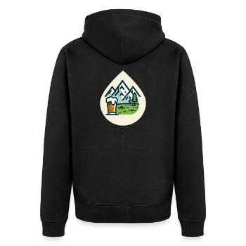 Bergkulisse mit Bierglas - Unisex Premium Bio Zip Hoodie - Schwarz - Hinten - Nico (187cm)