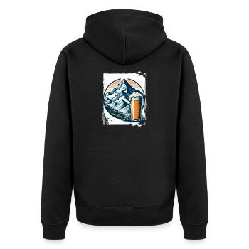 Berg und Bier Naturmotiv - Unisex Premium Bio Zip Hoodie - Schwarz - Hinten - Nico (187cm)