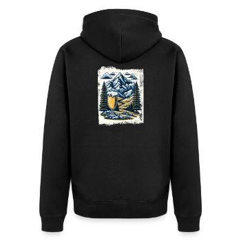 Bergpanorama mit Bierglas - Unisex Premium Bio Zip Hoodie - Schwarz - Hinten - Nico (187cm)