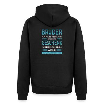 Bruder Bester Bruder Der Welt Geschenke - Unisex Premium Bio Zip Hoodie - Schwarz - Hinten - Nico (187cm)