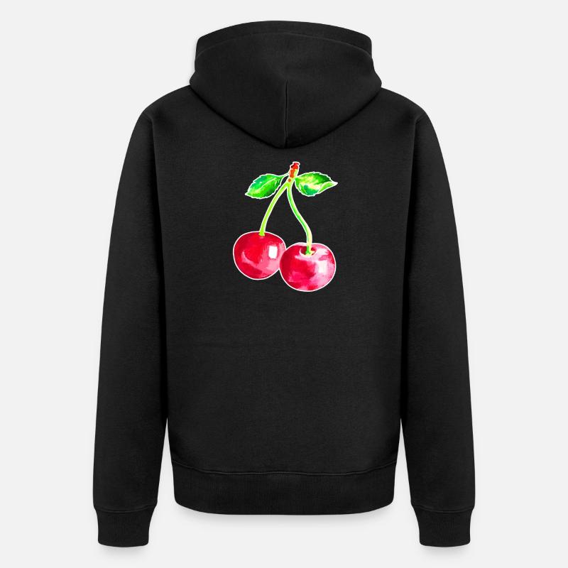 Cerise, Cerisier rouge - Veste à capuche bio Premium Unisexe - noir
