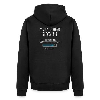 Computer Support Specialist in Ausbildung Beruf - Unisex Premium Bio Zip Hoodie - Schwarz - Hinten - Nico (187cm)