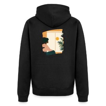 Relax Meditation Selfcare Me-Time - Unisex Premium Organic Zip Hoodie - black - Back - Nico (187cm)