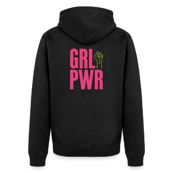 Women Power GRL PWR Girl Patriarchy Feminism - Unisex Premium Organic Zip Hoodie - black - Back - Nico (187cm)