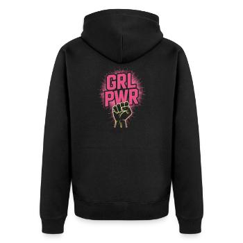 Women Power GRL PWR Girl Patriarchy Feminism - Unisex Premium Organic Zip Hoodie - black - Back - Nico (187cm)