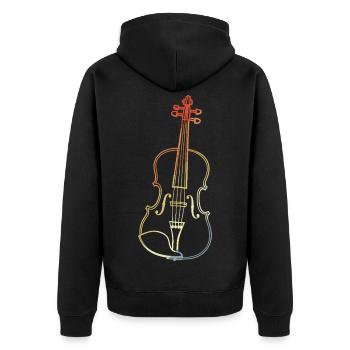 Vintage Violine Zeichnung - Unisex Premium Bio Zip Hoodie - Schwarz - Hinten - Nico (187cm)