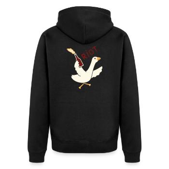 T-shirt Rioting Goose – Graphique amusant et original - Veste à capuche bio Premium Unisexe - noir - Dos - Nico (187cm)