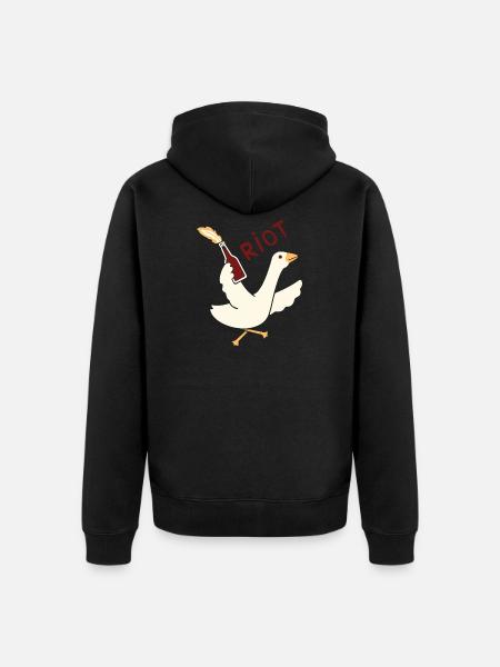 Camiseta Rioting Goose – Gráfico divertido y peculiar - Premium økologisk unisex-hættejakke - sort