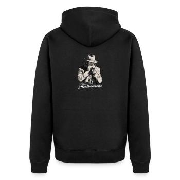 Ich spiele Mundharmonika Spieler - Unisex Premium Bio Zip Hoodie - Schwarz - Hinten - Nico (187cm)