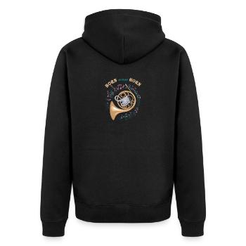 Hornist liebt Horn Waldhorn spielen im Orchester - Unisex Premium Bio Zip Hoodie - Schwarz - Hinten - Nico (187cm)