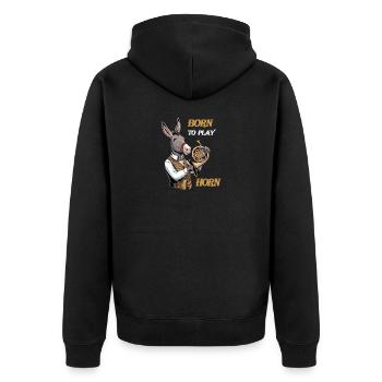 Hornist liebt Horn Waldhorn spielen im Orchester - Unisex Premium Bio Zip Hoodie - Schwarz - Hinten - Nico (187cm)