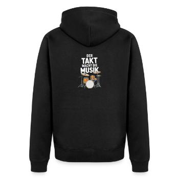 Der Takt macht die Musik Schlagzeug Drums - Unisex Premium Bio Zip Hoodie - Schwarz - Hinten - Nico (187cm)