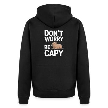 Capybara Dont Worry Be Capy Wasserschwein Nagetier - Unisex Premium Bio Zip Hoodie - Schwarz - Hinten - Nico (187cm)