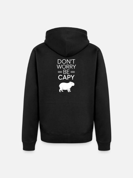 Capybara Dont Worry Be Capy Wasserschwein Nagetier - Premium økologisk unisex-hættejakke - sort