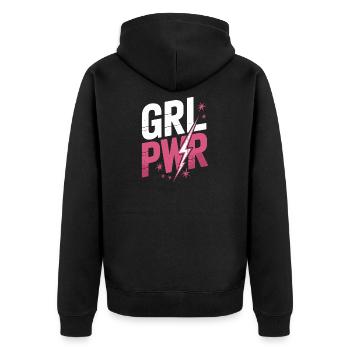 Women Power GRL PWR Girl Patriarchy Feminism - Unisex Premium Organic Zip Hoodie - black - Back - Nico (187cm)
