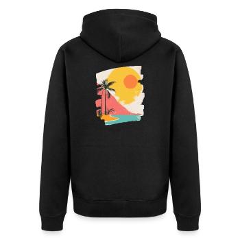 Summer Palm Tree Sunset - Unisex Premium Organic Zip Hoodie - black - Back - Nico (187cm)