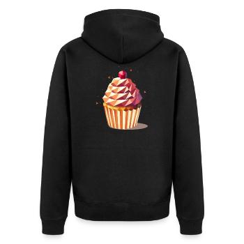 Cupcake – Farbenfrohes Design voller Genussfreude - Unisex Premium Bio Zip Hoodie - Schwarz - Hinten - Nico (187cm)