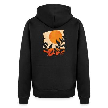 Sommer Sonne - Unisex Premium Bio Zip Hoodie - Schwarz - Hinten - Nico (187cm)