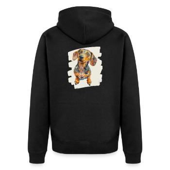 Dackel - Unisex Premium Bio Zip Hoodie - Schwarz - Hinten - Nico (187cm)
