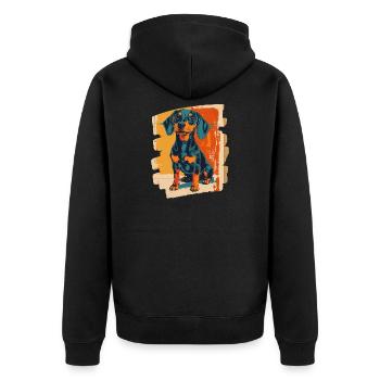 Dackel Dachshund - Unisex Premium Organic Zip Hoodie - black - Back - Nico (187cm)